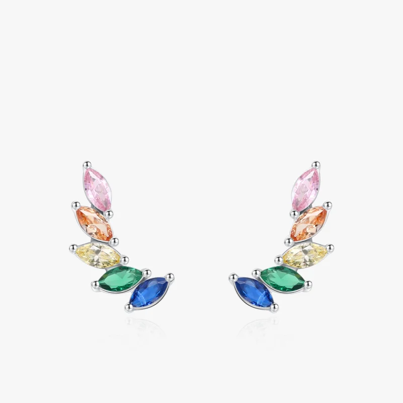Multicolour CZ Feather Wings Earrings 925 Sterling Silver