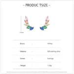 Multicolour CZ Feather Wings Earrings 925 Sterling Silver