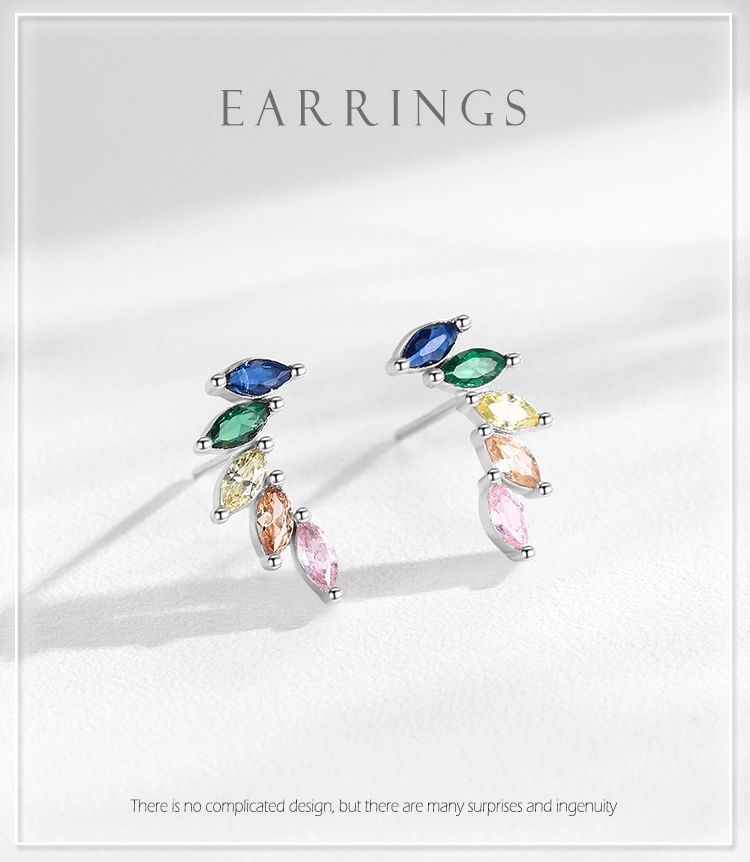 Multicolour CZ Feather Wings Earrings 925 Sterling Silver