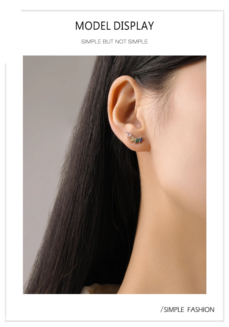 Multicolour CZ Feather Wings Earrings 925 Sterling Silver