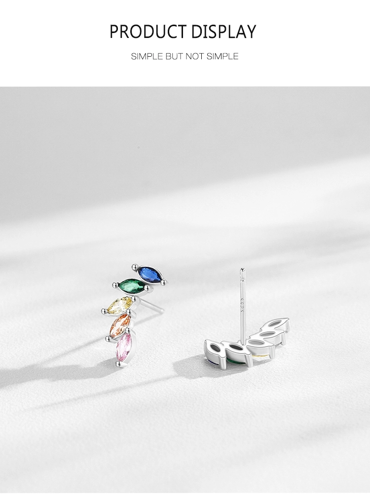 Multicolour CZ Feather Wings Earrings 925 Sterling Silver