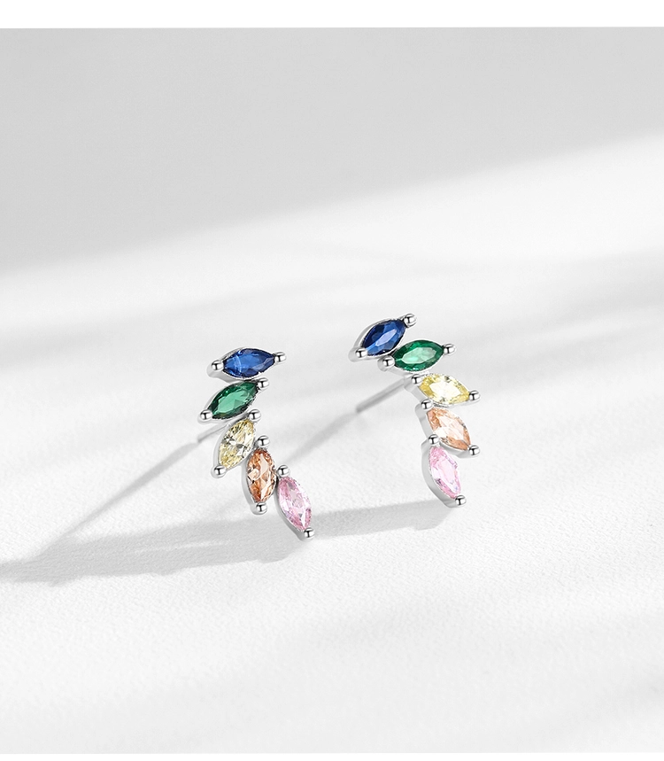 Multicolour CZ Feather Wings Earrings 925 Sterling Silver
