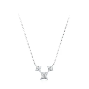 Inlaid Zircon Cute Shiny Star Necklaces Charming 925 Sterling Silver