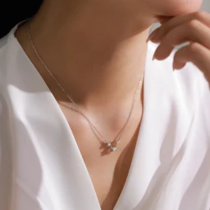 Inlaid Zircon Cute Shiny Star Necklaces Charming 925 Sterling Silver
