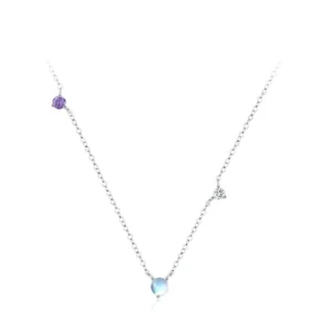 Vintage Round Moonstone Zircon Necklace 925 Sterling Silver