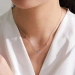 Vintage Round Moonstone Zircon Necklace 925 Sterling Silver
