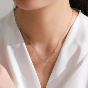 Vintage Round Moonstone Zircon Necklace 925 Sterling Silver