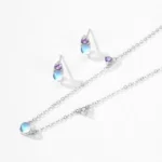 Vintage Round Moonstone Zircon Necklace 925 Sterling Silver