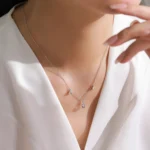 Drop Moonstone Round Zircon Necklace 925 Sterling Silver