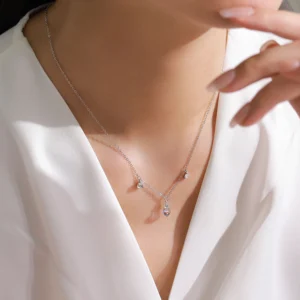 Drop Moonstone Round Zircon Necklace 925 Sterling Silver