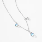 Drop Moonstone Round Zircon Necklace 925 Sterling Silver