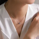 Purple Round Zircon Pendant Necklace 925 Sterling Silver