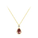 Rhodolite Water Droplet Necklace Classic Gold Plated