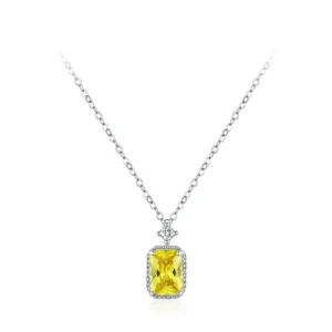 Olive Rectangular Zircon Pendant Necklace 925 Sterling Silver