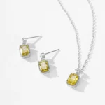 Olive Rectangular Zircon Pendant Necklace 925 Sterling Silver