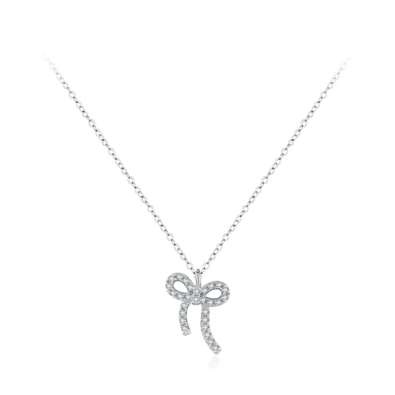 Twisted Bowknot Pendant Necklace 925 Sterling Silver