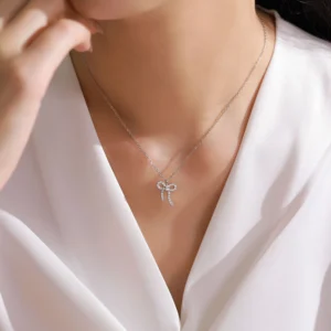 Twisted Bowknot Pendant Necklace 925 Sterling Silver