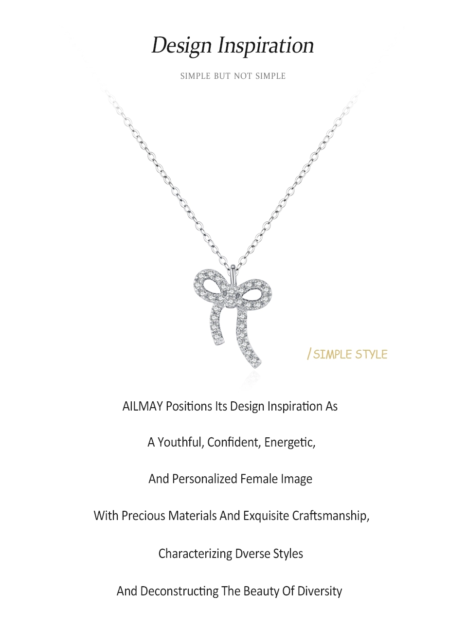 Twisted Bowknot Pendant Necklace 925 Sterling Silver