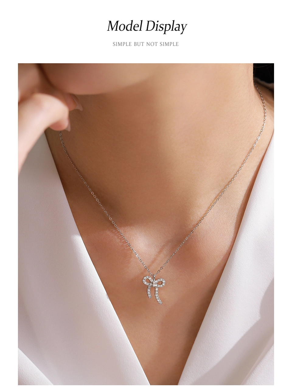 Twisted Bowknot Pendant Necklace 925 Sterling Silver