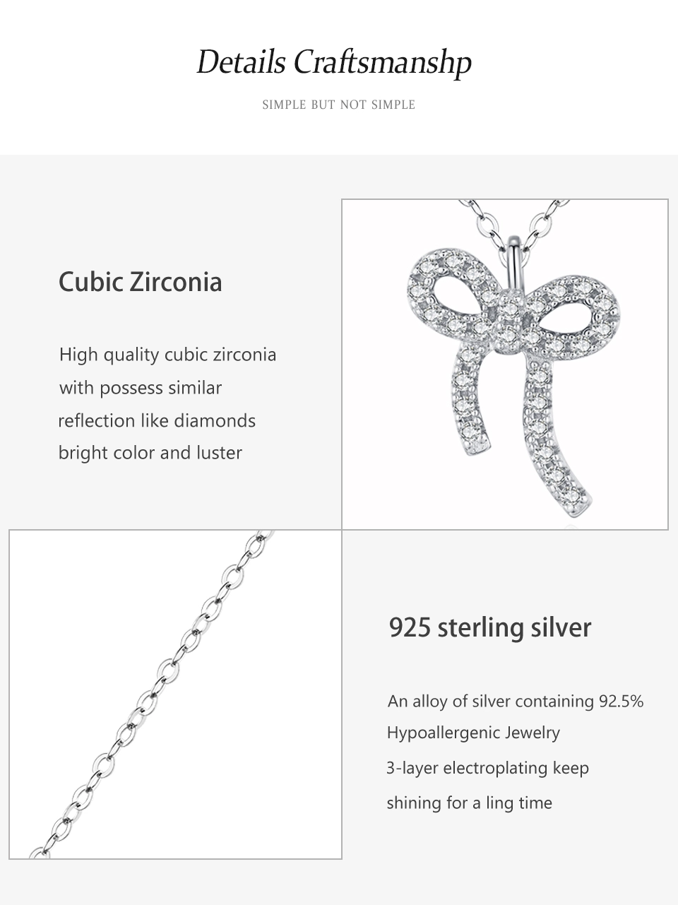 Twisted Bowknot Pendant Necklace 925 Sterling Silver