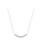 Round Cut Zircon Curved Smile Necklace 925 Sterling Silver