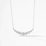 Round Cut Zircon Curved Smile Necklace 925 Sterling Silver