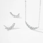 Round Cut Zircon Curved Smile Necklace 925 Sterling Silver