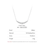 Round Cut Zircon Curved Smile Necklace 925 Sterling Silver