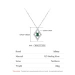 Diamonds And Squares Blue Zircon Pendant Necklace 925 Sterling Silver