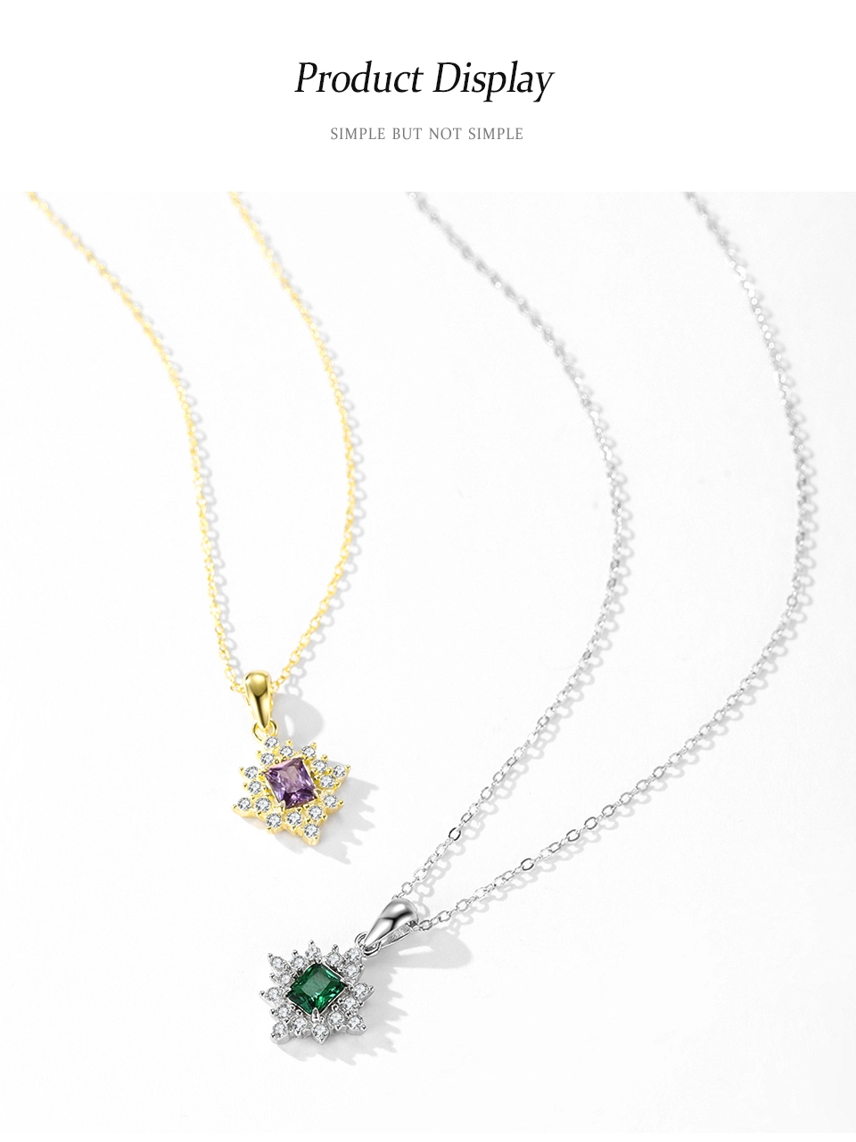 Charm Purple Zircon Snowflake Necklace Gold Plating