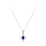 Blue Zircon Pendant Necklace Elegant 925 Sterling Silver