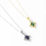 Blue Zircon Pendant Necklace Elegant 925 Sterling Silver