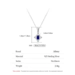 Blue Zircon Pendant Necklace Elegant 925 Sterling Silver