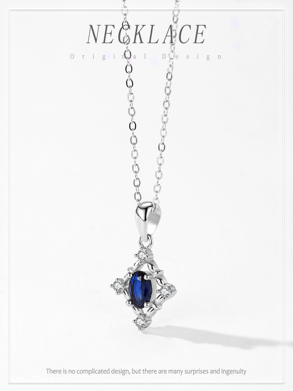 Blue Zircon Pendant Necklace Elegant 925 Sterling Silver