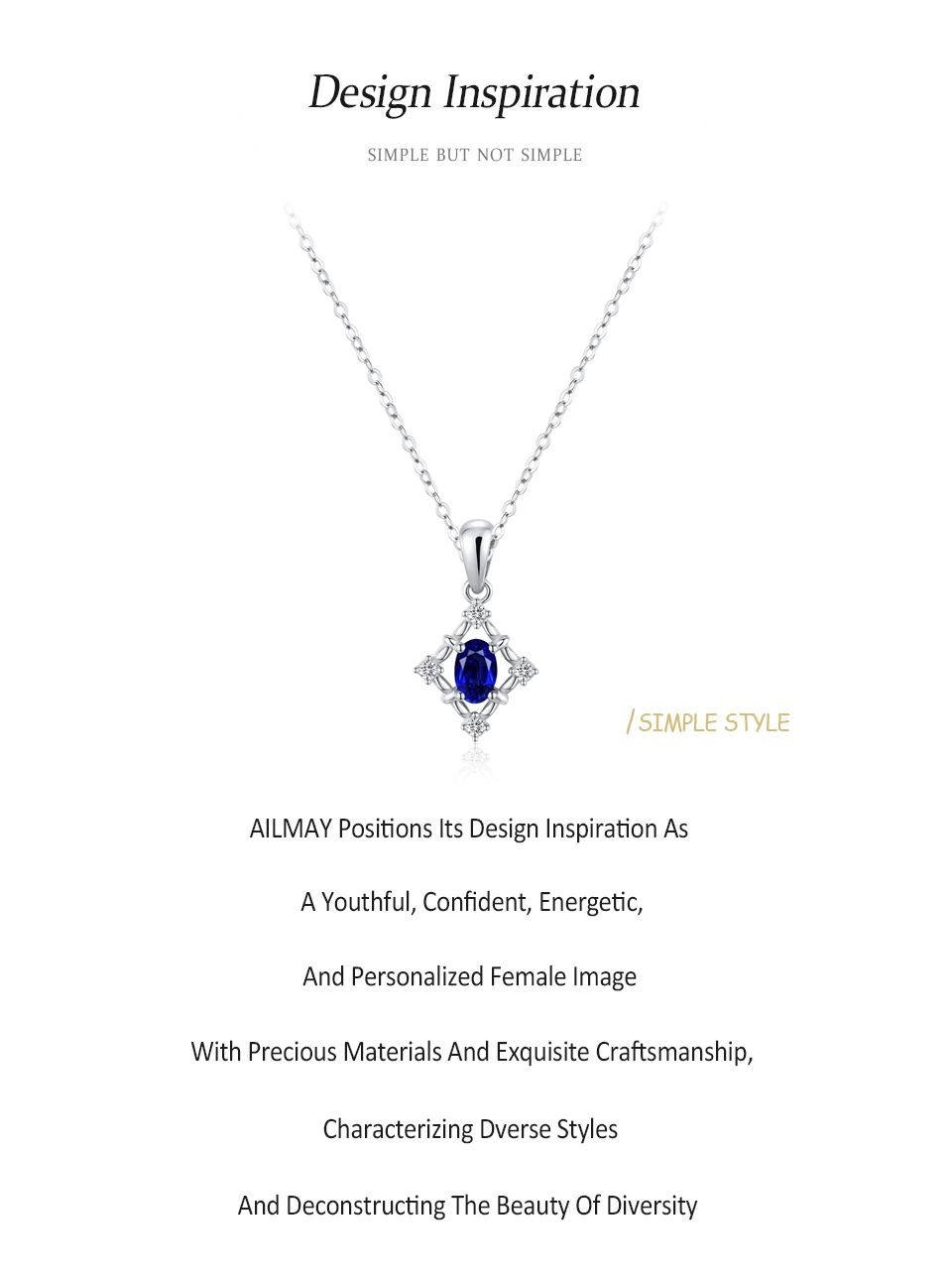 Blue Zircon Pendant Necklace Elegant 925 Sterling Silver