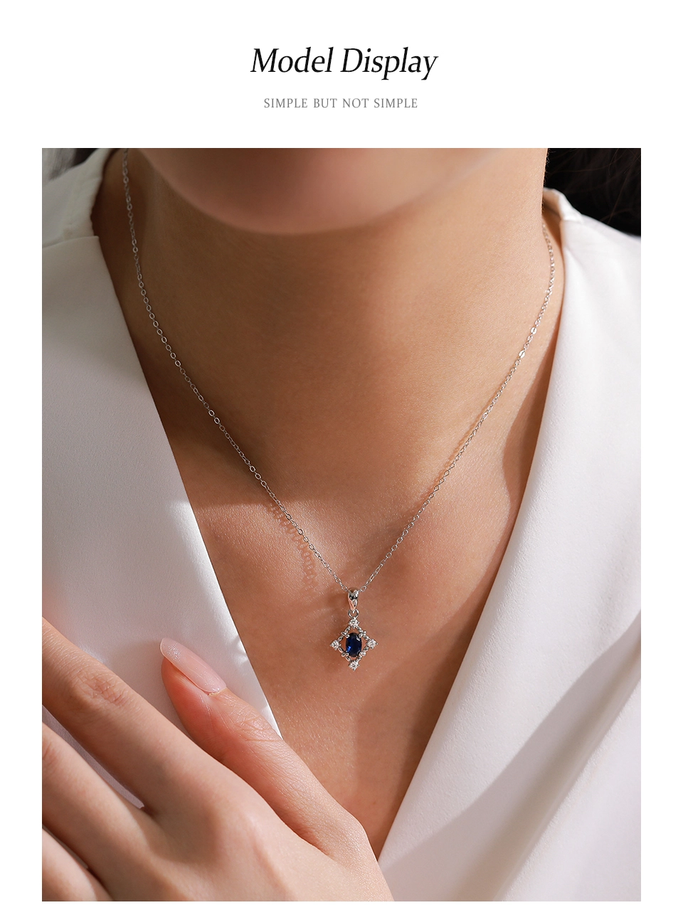 Blue Zircon Pendant Necklace Elegant 925 Sterling Silver