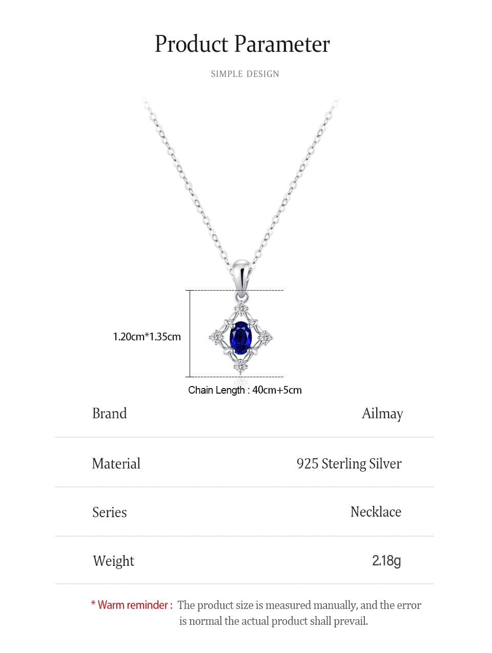 Blue Zircon Pendant Necklace Elegant 925 Sterling Silver