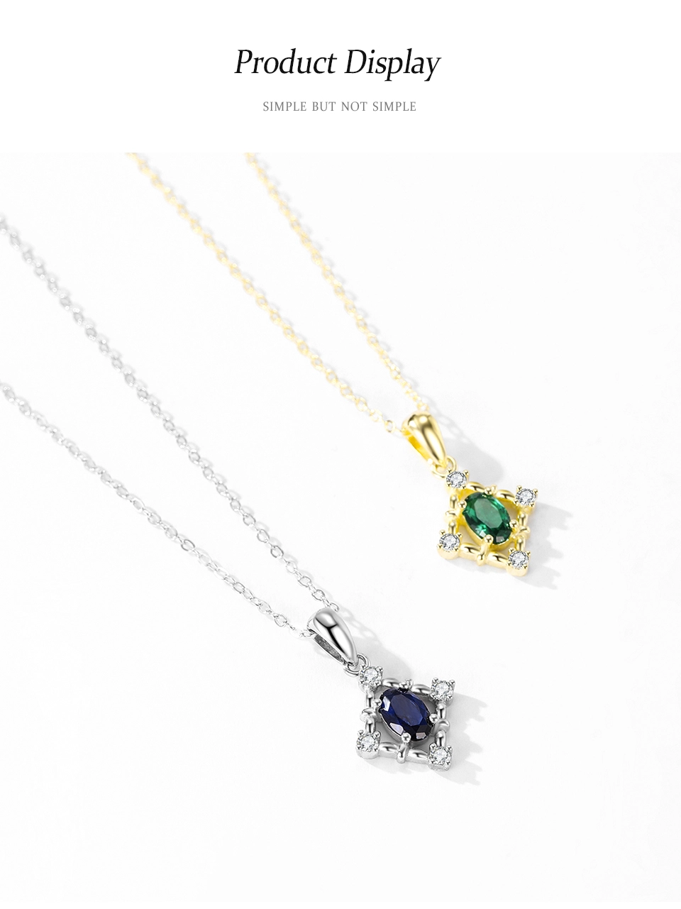 Blue Zircon Pendant Necklace Elegant 925 Sterling Silver