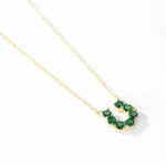 Green Zircon U Shaped Pendant Necklace Luxury Gold Plated