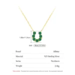 Green Zircon U Shaped Pendant Necklace Luxury Gold Plated