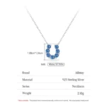 U-shape Pendant Necklace Blue Zircon 925 Sterling Silver