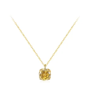 Luxurious Gold Zircon Pendant Necklace Gold Plated