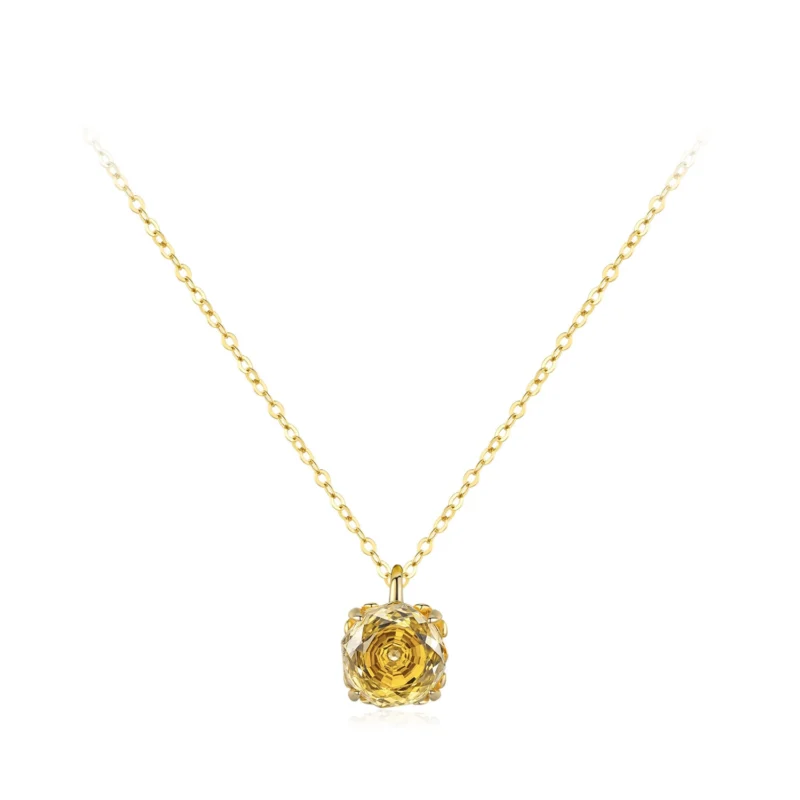 Luxurious Gold Zircon Pendant Necklace Gold Plated