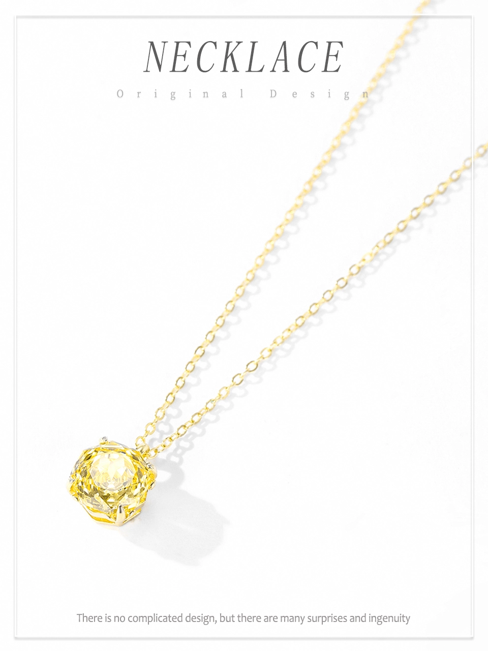 Luxurious Gold Zircon Pendant Necklace Gold Plated