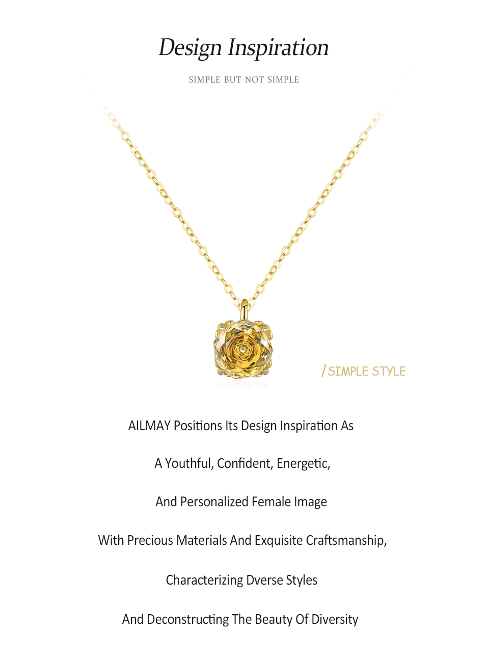 Luxurious Gold Zircon Pendant Necklace Gold Plated