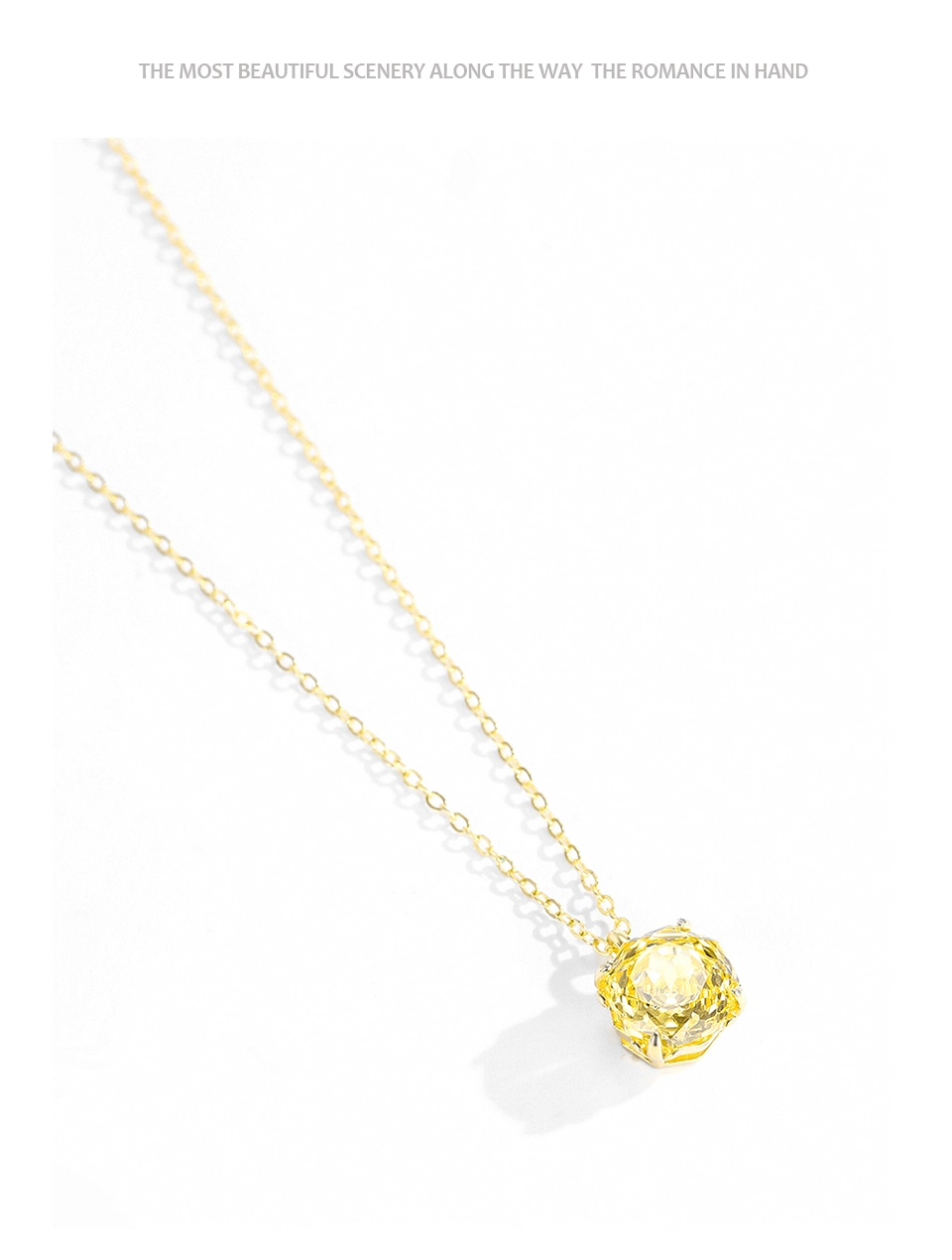 Luxurious Gold Zircon Pendant Necklace Gold Plated