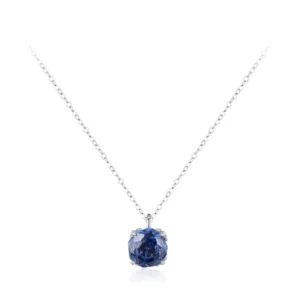 Royal Blue Zircon Pendant Necklace Elegant 925 Sterling Silver