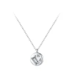 Round Geometric Zircon Design Necklace Fashion 925 Sterling Silver