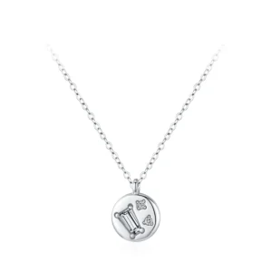 Round Geometric Zircon Design Necklace Fashion 925 Sterling Silver