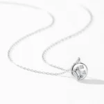 Round Geometric Zircon Design Necklace Fashion 925 Sterling Silver